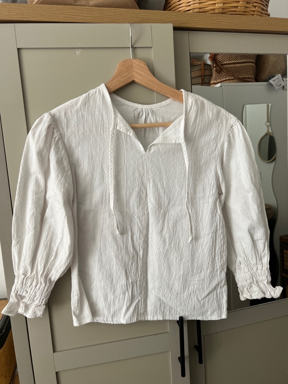 Kids White Peasant/Pirate Blouse/Top with Tie Neck